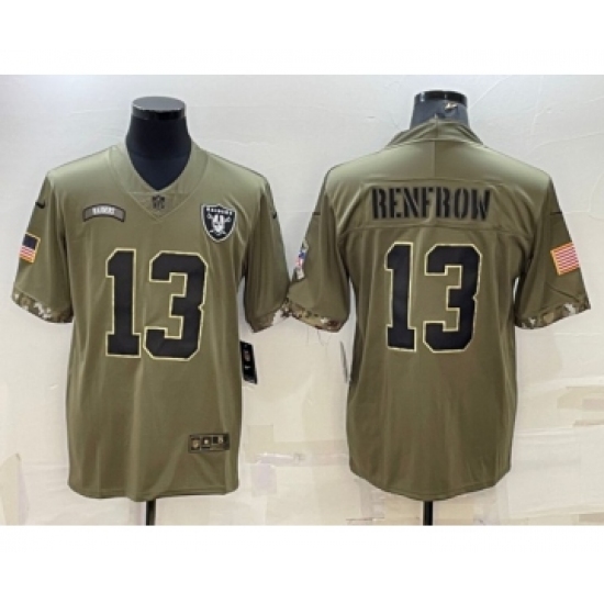 Men's Las Vegas Raiders #13 Hunter Renfrow 2022 Olive Salute To Service Limited Stitched Jersey - Ujersey