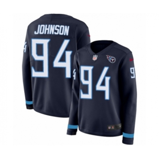 Women's Nike Tennessee Titans #94 Austin Johnson Limited Navy Blue Therma Long Sleeve NFL Jersey - Ujersey