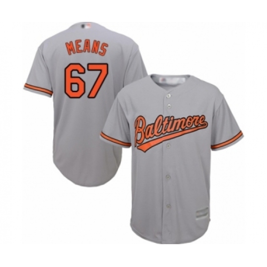 Youth Baltimore Orioles #67 John Means Authentic Grey Road Cool Base Baseball Jersey - Ujersey