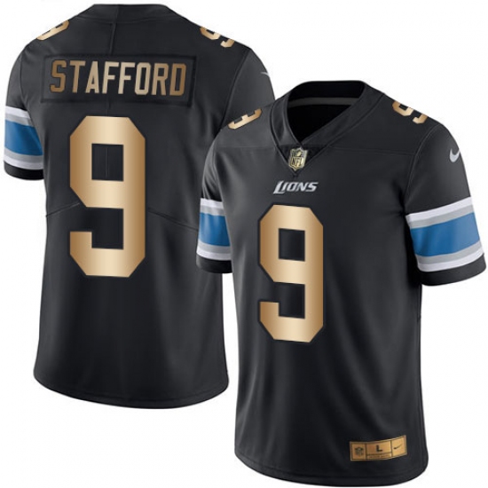 Men's Nike Detroit Lions #9 Matthew Stafford Limited Black/Gold Rush NFL Jersey - Ujersey