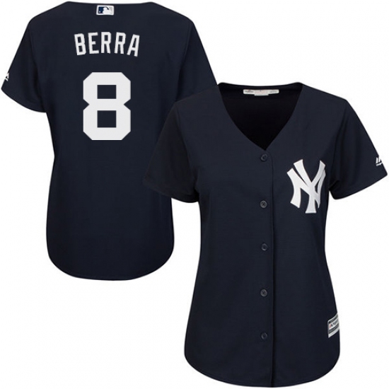 Women's Majestic New York Yankees #8 Yogi Berra Replica Navy Blue Alternate MLB Jersey - Ujersey