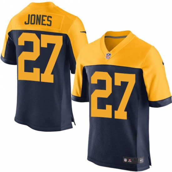 Men's Nike Green Bay Packers #27 Josh Jones Elite Navy Blue Alternate NFL Jersey - Ujersey