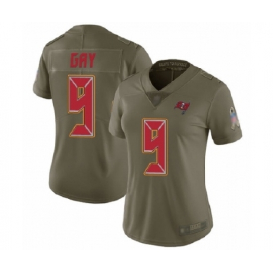 Women's Tampa Bay Buccaneers #9 Matt Gay Limited Olive 2017 Salute to Service Football Jersey - Ujersey