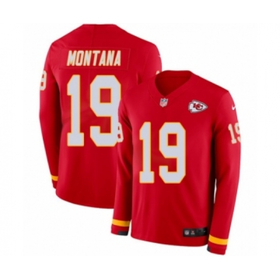 Youth Nike Kansas City Chiefs #19 Joe Montana Limited Red Therma Long Sleeve NFL Jersey - Ujersey