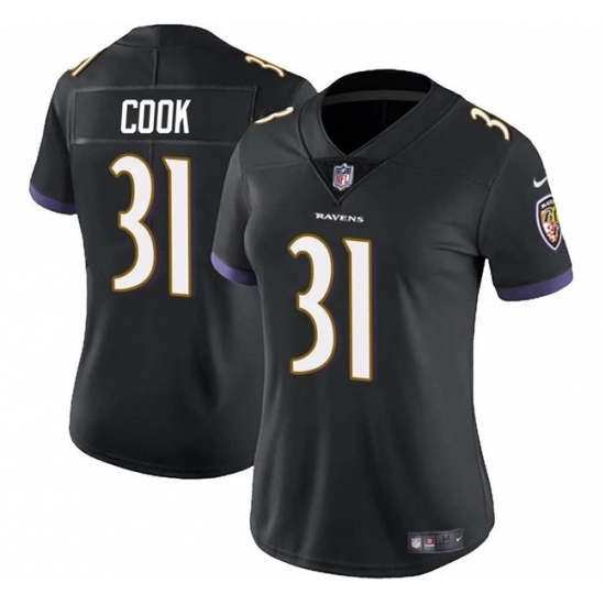Women's Baltimore Ravens #31 Dalvin Cook Black Football Stitched Jersey - Ujersey
