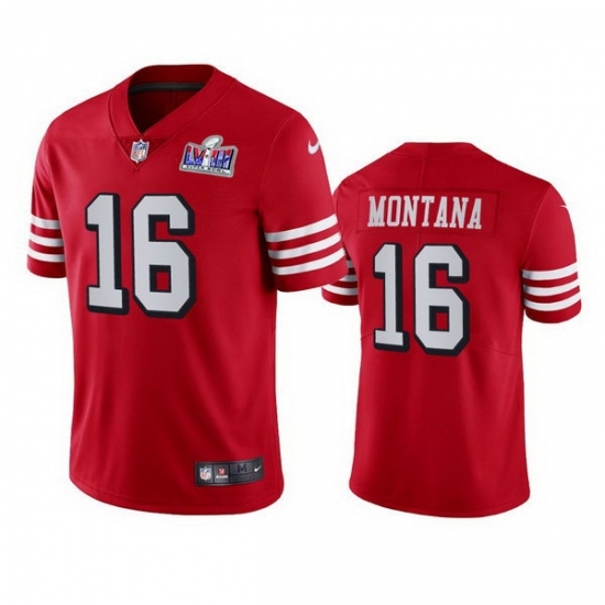 Youth San Francisco 49ers #16 Joe Montana Red Throwback Vapor Untouchable Limited Stitched 2024 Super Bowl LVIII Jersey - Ujersey