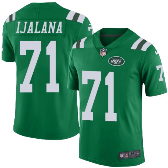 Men's Nike New York Jets #71 Ben Ijalana Limited Green Rush Vapor Untouchable NFL Jersey - Ujersey