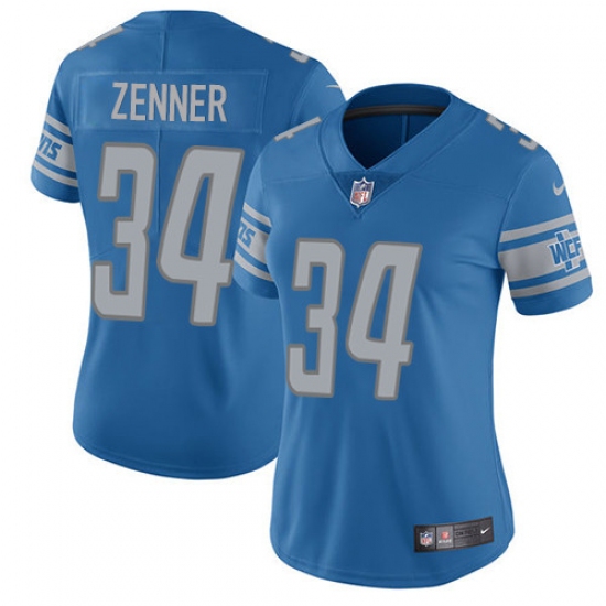 Women's Nike Detroit Lions #34 Zach Zenner Elite Light Blue Team Color NFL Jersey - Ujersey
