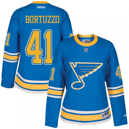 Women's Reebok St. Louis Blues #41 Robert Bortuzzo Premier Blue 2017 Winter Classic NHL Jersey - Ujersey