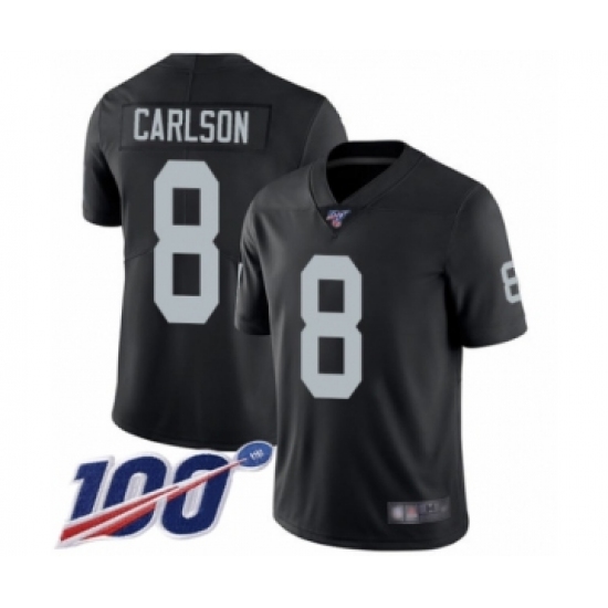Youth Oakland Raiders #8 Daniel Carlson Black Team Color Vapor Untouchable Limited Player 100th Season Football Jersey