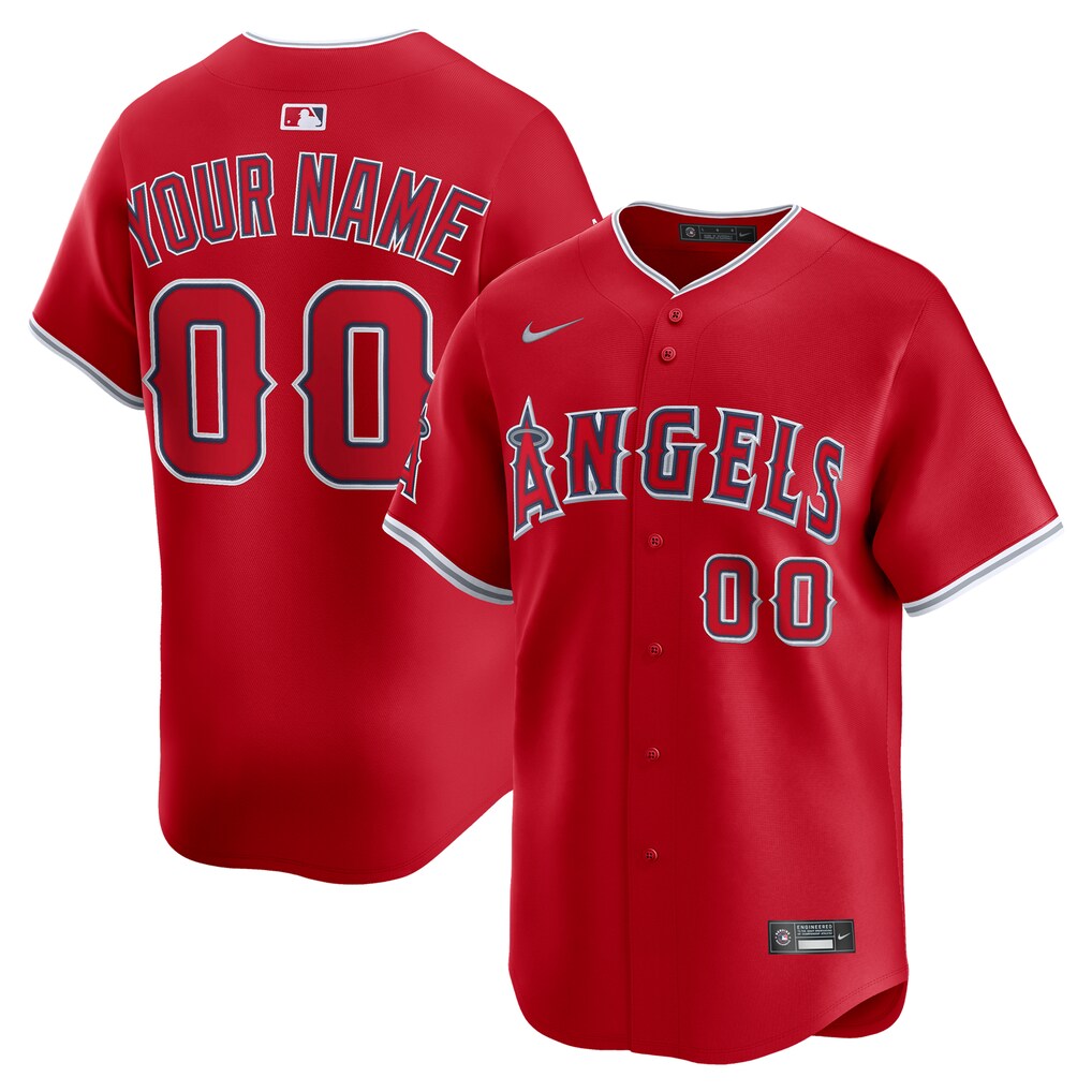 Men's Los Angeles Angels Nike Red Alternate Limited Custom Jersey - U-jersey