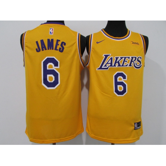 Men's Nike Los Angeles Lakers #6 LeBron James Yellow Basketball Swingman Association Edition Jersey - Ujersey