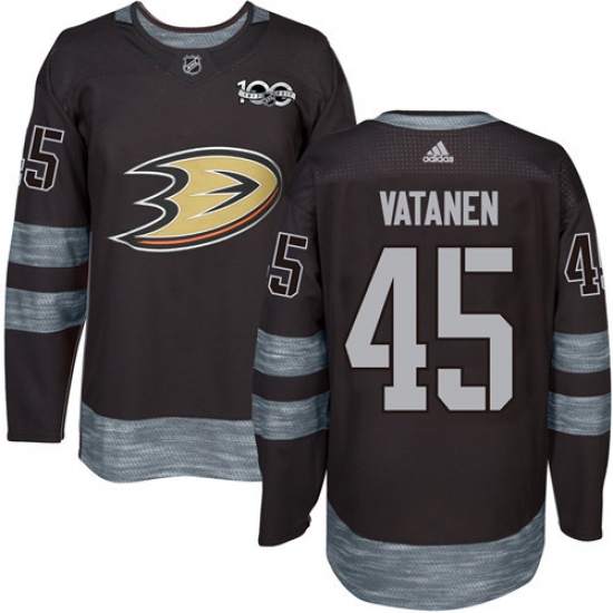 Men's Adidas Anaheim Ducks #45 Sami Vatanen Premier Black 1917-2017 100th Anniversary NHL Jersey - Ujersey