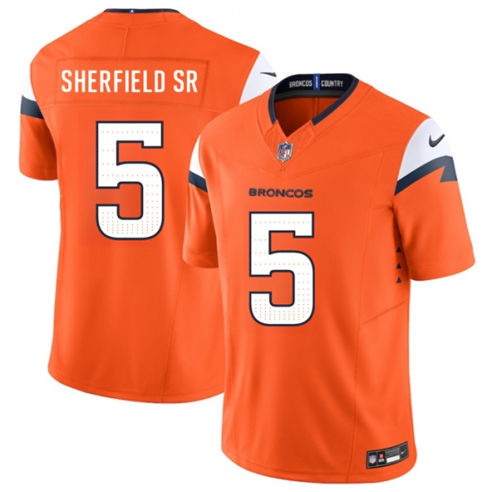 Men's Denver Broncos #5 Trent Sherfield Sr Orange 2025 F.U.S.E. Vapor Limited Football Stitched Jersey - Ujersey