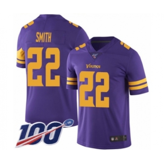 Men's Minnesota Vikings #22 Harrison Smith Limited Purple Rush Vapor Untouchable 100th Season Football Jersey - Ujersey