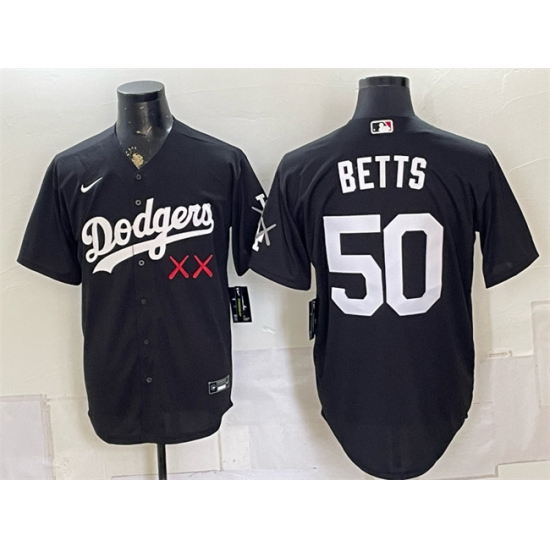 Men's Los Angeles Dodgers x KAWS #50 Mookie Betts Black Vapor Premier Limited Stitched Baseball Jersey - Ujersey