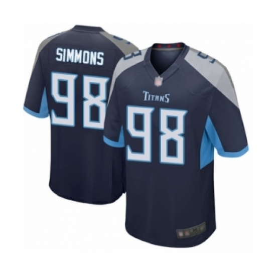Men's Tennessee Titans #98 Jeffery Simmons Game Navy Blue Team Color Football Jersey - Ujersey