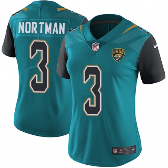 Women's Nike Jacksonville Jaguars #3 Brad Nortman Teal Green Team Color Vapor Untouchable Limited Player NFL Jersey - Ujersey