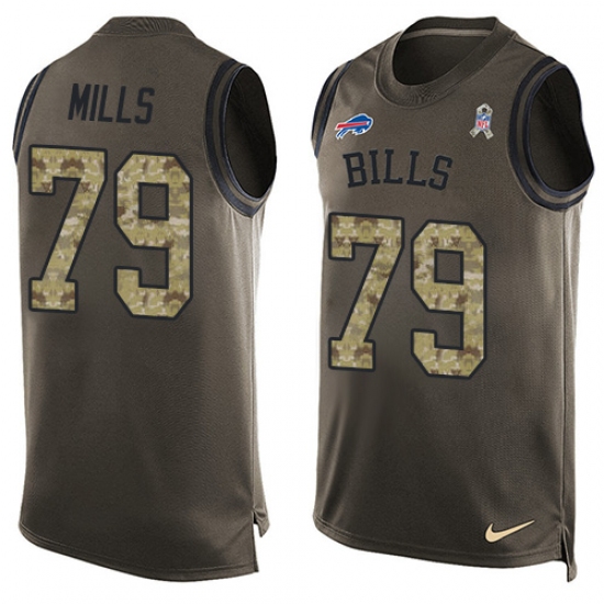 Men's Nike Buffalo Bills #79 Jordan Mills Limited Green Salute to Service Tank Top NFL Jersey - Ujersey