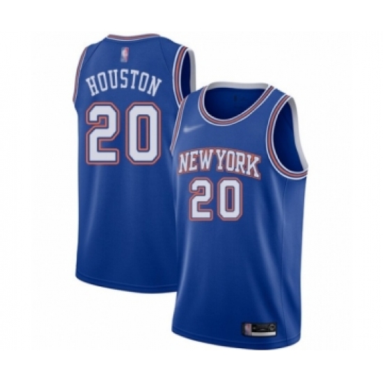 Women's New York Knicks #20 Allan Houston Authentic Blue Basketball Jersey - Statement Edition - Ujersey