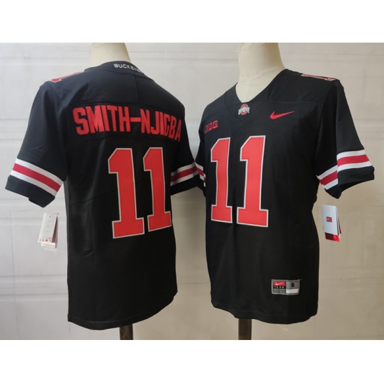 Ohio State Buckeyes #11 Smith-Njigba Black Scarlet NCAA Football Jersey - Ujersey