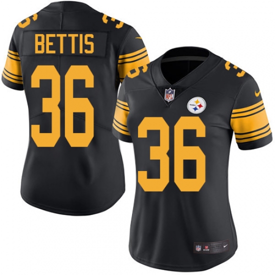 Women's Nike Pittsburgh Steelers #36 Jerome Bettis Elite Black Rush Vapor Untouchable NFL Jersey - Ujersey