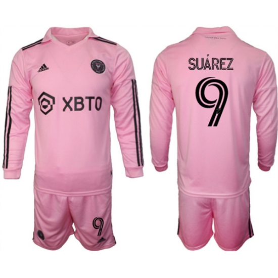 Men's Inter Miami CF #9 Luis Suárez 2023-24 Pink Home Soccer Jersey Suit - Ujersey