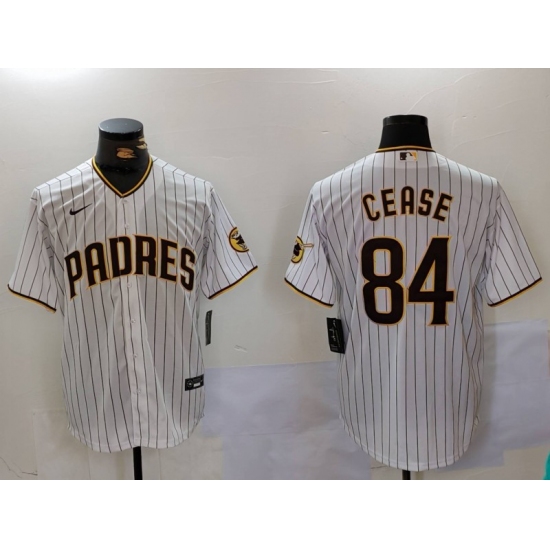 Men's San Diego Padres #84 Dylan Cease White Team Logo Stitched Cool Base Nike Jersey - Ujersey