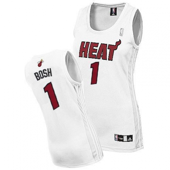 Women's Adidas Miami Heat #1 Chris Bosh Authentic White Home NBA Jersey - Ujersey
