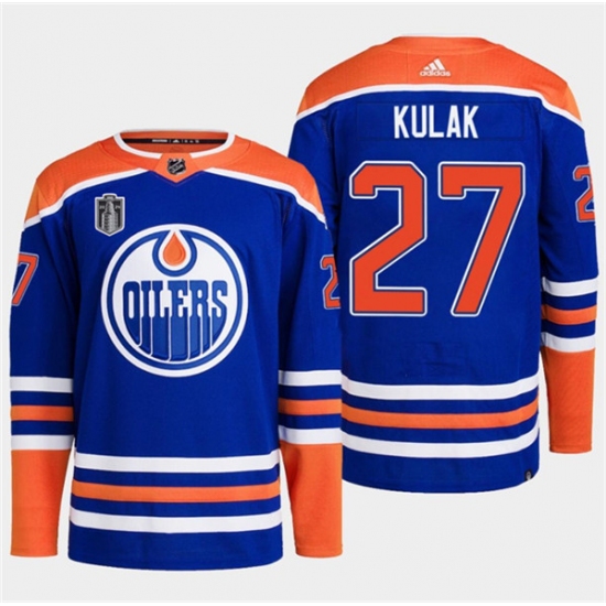 Men's Edmonton Oilers #27 Brett Kulak Royal 2024 Stanley Cup Final Stitched Jersey - Ujersey