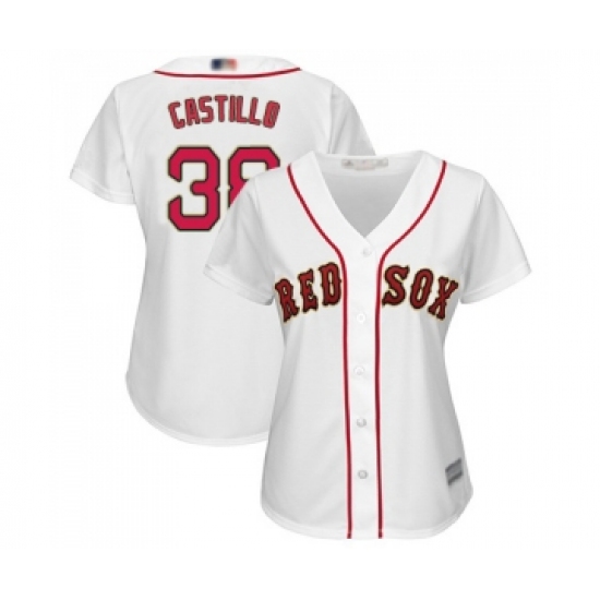 Women's Boston Red Sox #38 Rusney Castillo Authentic White 2019 Gold Program Cool Base Baseball Jersey - Ujersey