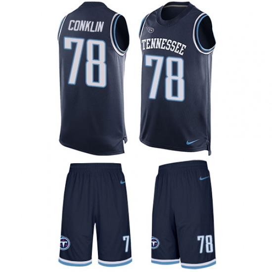 Men's Nike Tennessee Titans #78 Jack Conklin Limited Navy Blue Tank Top Suit NFL Jersey - Ujersey