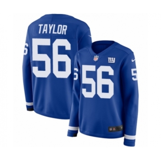 Women's Nike New York Giants #56 Lawrence Taylor Limited Royal Blue Therma Long Sleeve NFL Jersey - Ujersey