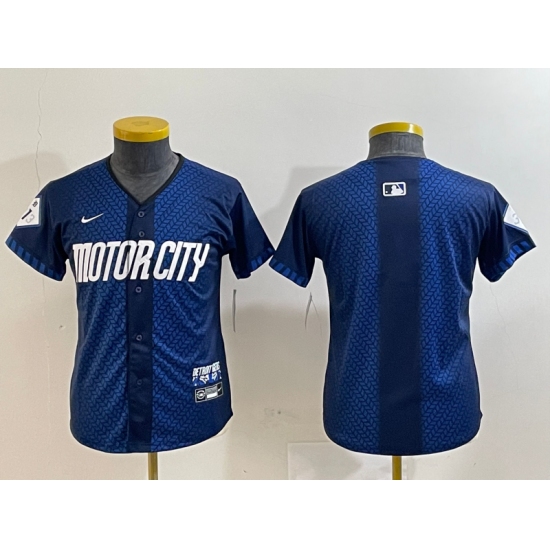 Youth Detroit Tigers Blank 2024 Navy City Connect Cool Base Limited Stitched Jersey - Ujersey
