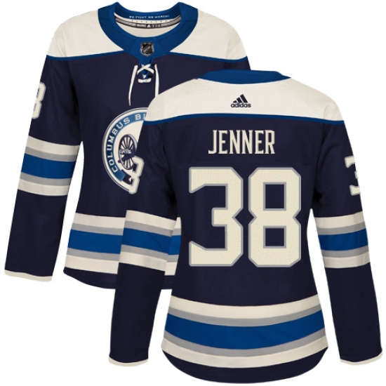 Women's Adidas Columbus Blue Jackets #38 Boone Jenner Authentic Navy Blue Alternate NHL Jersey - Ujersey