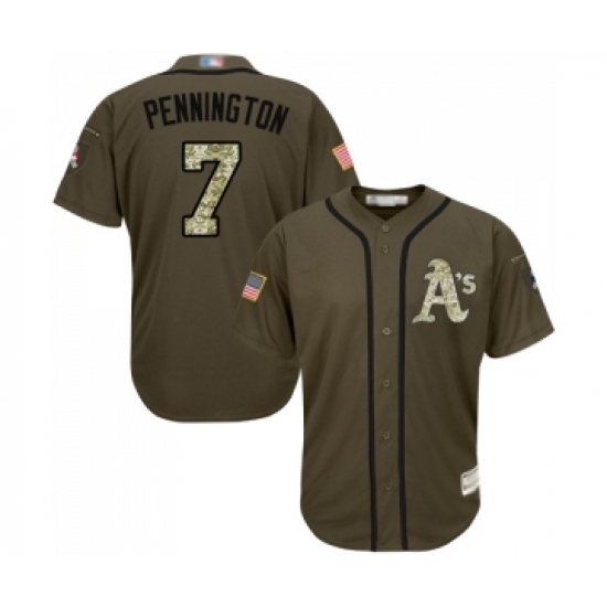Men's Oakland Athletics #7 Cliff Pennington Authentic Green Salute to Service Baseball Jersey - Ujersey