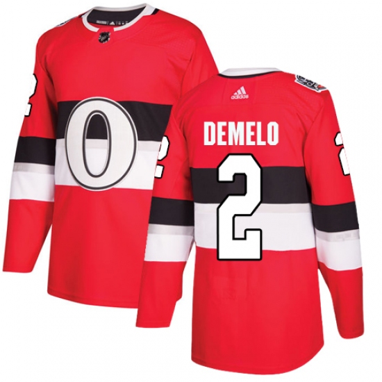 Men's Adidas Ottawa Senators #2 Dylan DeMelo Authentic Red 2017 100 Classic NHL Jersey - Ujersey