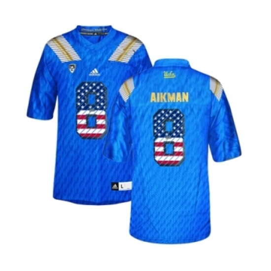 UCLA Bruins 8 Troy Aikman Blue USA Flag Blue College Football Authentic Jersey Blue - Ujersey