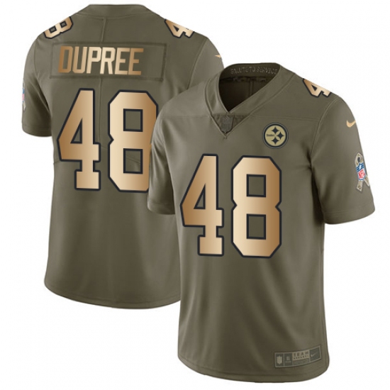Men's Nike Pittsburgh Steelers #48 Bud Dupree Limited Olive/Gold 2017 Salute to Service NFL Jersey - Ujersey