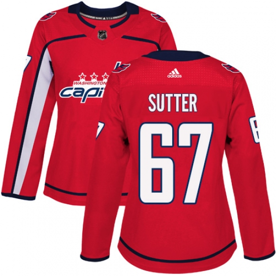 Women's Adidas Washington Capitals #67 Riley Sutter Authentic Red Home NHL Jersey - Ujersey