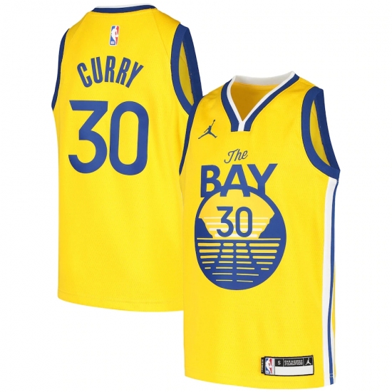 Youth Golden State Warriors #30 Stephen Curry Jordan Brand Gold 2020-21 Swingman Player Jersey - Ujersey