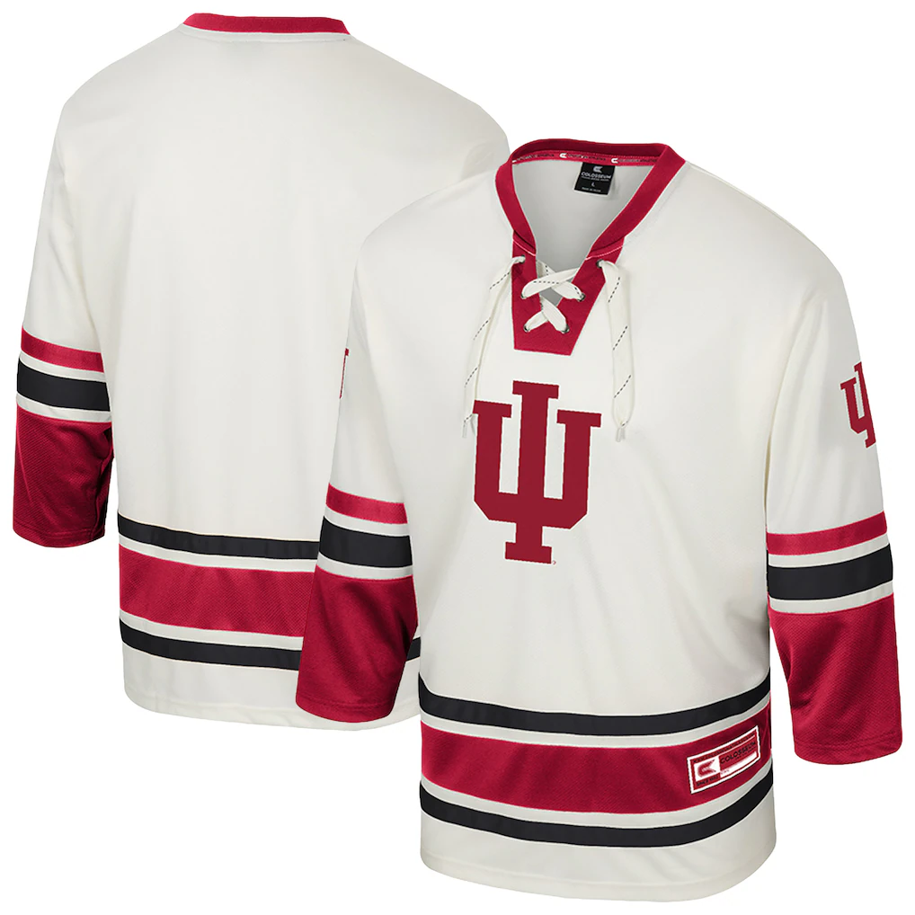 Men's Colosseum Cream Indiana Hoosiers Puck Proud Fashion Hockey Jersey - Ujersey Shop