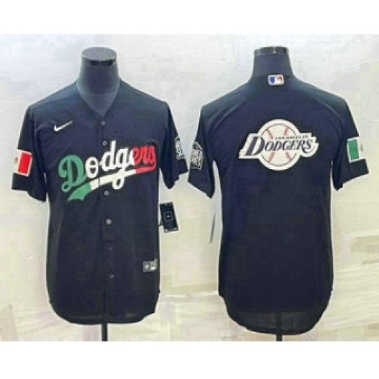 Men's Los Angeles Dodgers Big Logo Mexico Black Cool Base Stitched Baseball Jersey9 - Ujersey