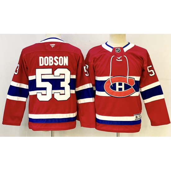 Youth Montreal Canadiens #53 Noah Dobson Red 2024-25 Stitched Jersey - Ujersey