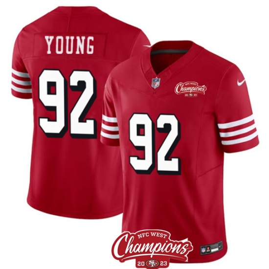 Men's San Francisco 49ers #92 Chase Young Red 2023 F.U.S.E. NFC West Champions Alternate Football Stitched Jersey - Ujersey