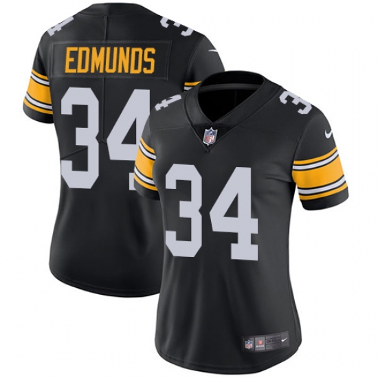 Women's Nike Pittsburgh Steelers #34 Terrell Edmunds Black Alternate Vapor Untouchable Limited Player NFL Jersey - Ujersey