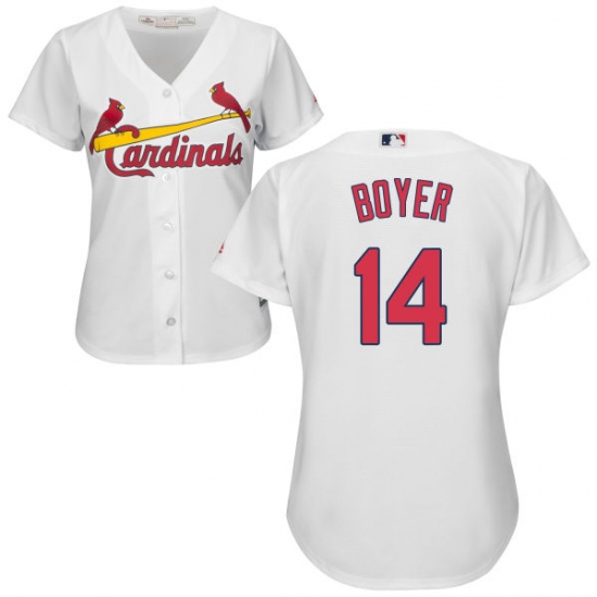 Women's Majestic St. Louis Cardinals #14 Ken Boyer Authentic White Home Cool Base MLB Jersey - Ujersey