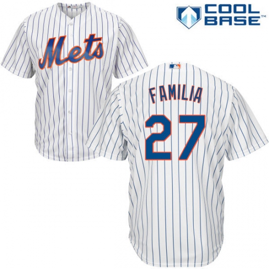 Men's Majestic New York Mets #27 Jeurys Familia Replica White Home Cool Base MLB Jersey - Ujersey