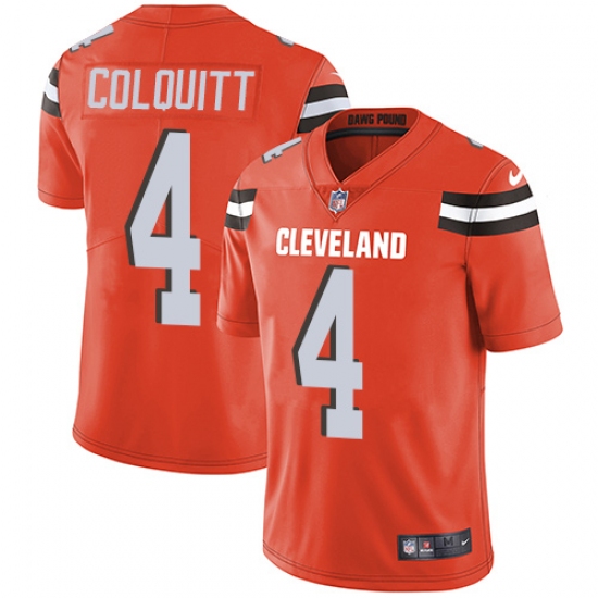 Men's Nike Cleveland Browns #4 Britton Colquitt Orange Alternate Vapor Untouchable Limited Player NFL Jersey - Ujersey