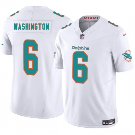 Men's Miami Dolphins #6 Malik Washington White 2025 Draft F.U.S.E. Vapor Limited Football Stitched Jersey - Ujersey